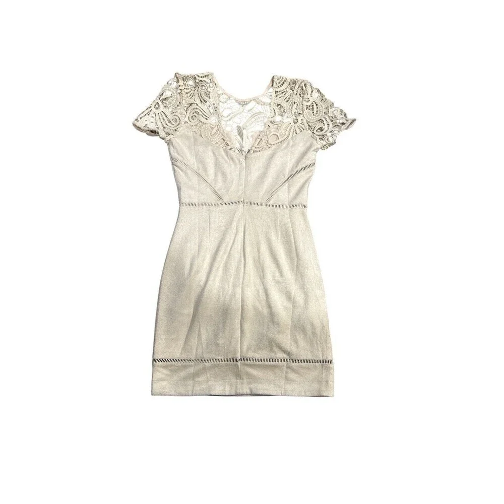 J.O.A. Los Angeles Cream Lace Cap Sleeve Mini Dress Bridal Boho Style Size S NWT